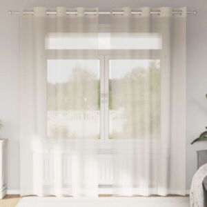 Pood24 Voile kardinad rõngastega 2 tk Kreem 140x245 cm