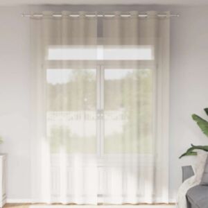 Pood24 Voile kardinad rõngastega 2 tk Kreem 140x300 cm