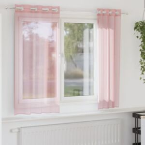 Pood24 Voile kardinad rõngastega 2 tk Roosa 140x140 cm