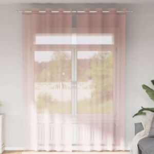 Pood24 Voile kardinad rõngastega 2 tk Roosa 140x300 cm