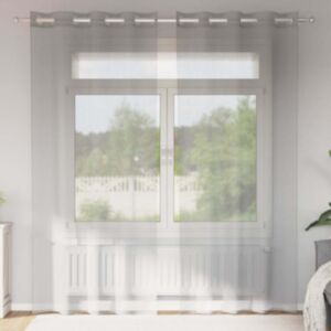 Pood24 Voile kardinad rõngastihendiga 2 tk helehall 140x245 cm