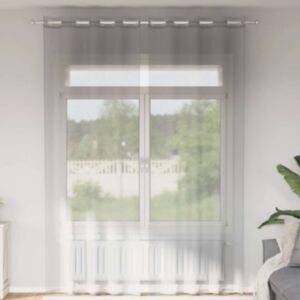 Pood24 Voile kardinad rõngastihendiga 2 tk helehall 140x300 cm