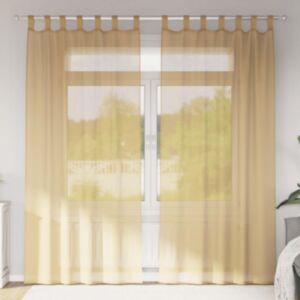 Pood24 Voile kardinad varrastega taskutega 2 tk Liiv
