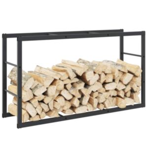 Pood24 küttepuude rest, must, 110x30x61 cm, teras
