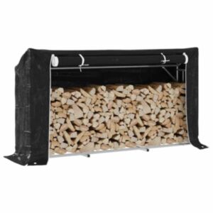 vidaxL küttepuude riiul vihmakattega 200,5x41x110,5 cm tsingitud teras