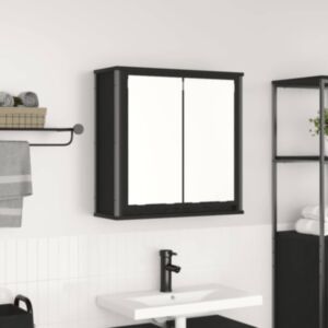 Pood24 vannitoa seinakapp peegliga must tamm 60x21x60 cm