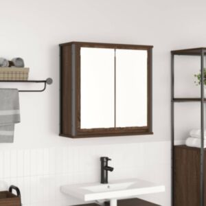 Pood24 vannitoa seinakapp peegliga pruun tamm 60x21x60 cm