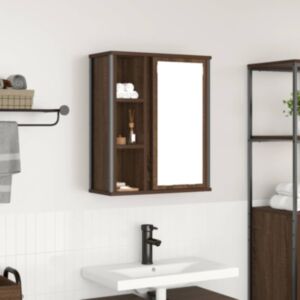 Pood24 vannitoa seinakapp peegliga pruun tamm 50x21x60 cm