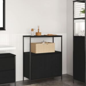 Pood24 Vannitoa kapp riiulitega must tamm 76,5x35x95 cm