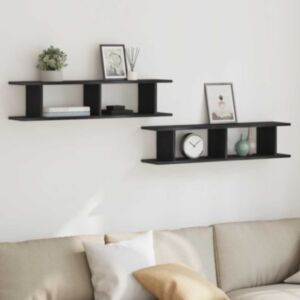 Pood24 kuubikukujulised riiulid 2 tk must tamm 90x18x20 cm tehispuit
