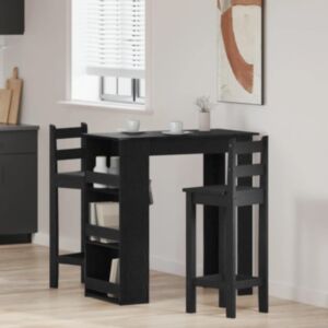 Pood24 baarilaud hoiuriiuliga must tamm 102x50x103,5 cm