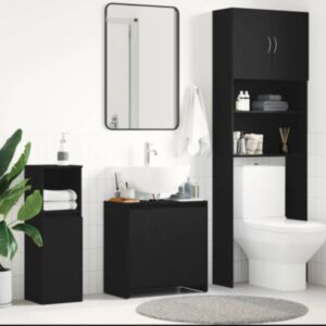 Pood24 Vannitoa Kapp Must Tamm 60x33x60 cm Engineered Wood