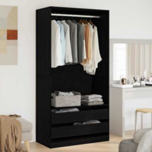 Pood24 Must Tamme Riidekapp 100x50x200 cm Tehispuit