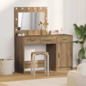 Pood24 2-osaline riiulikomplekt koos LED-valgusega Artisan Oak tehispuidust
