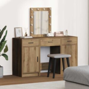 Pood24 3-osaline Dressingtabeli Komplekt koos LED Valgustusega, Artisan Tamme Tehispuust