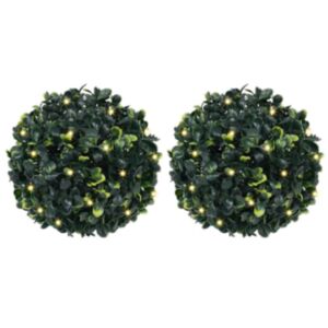 Pood24 kunstpukspuidust pallid LED tuledega 2 tk Roheline 22 cm