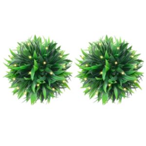 Pood24 kunstpukspuidust pallid LED tuledega 4 tk Roheline 15 cm