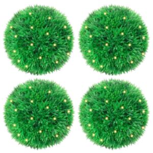 Pood24 kunstpukspuidust pallid LED tuledega 4 tk Roheline 12 cm