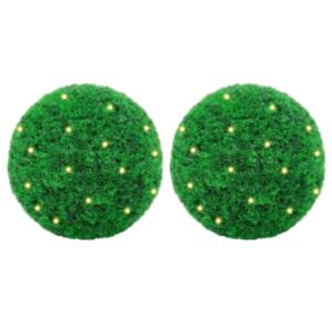 Pood24 kunstpukspuidust pallid LED tuledega 2 tk Roheline 27 cm