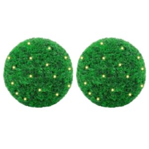 Pood24 kunstpukspuidust pallid LED tuledega 2 tk Roheline 35 cm