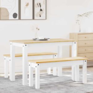Pood24 3-osaline söögilauakomplekt "Panama", valge männipuit