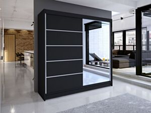 Гардероб Bar III-czarny / czarny + lustro