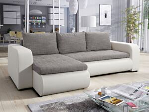 Stūra dīvāns BONIKO-ekoskóra Soft 017 (balts) + Lawa 05