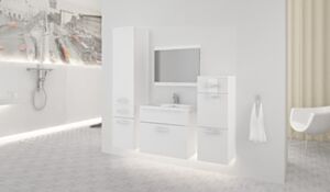 Vannas istabas mēbeles Loretto A-White-White spīdīgs