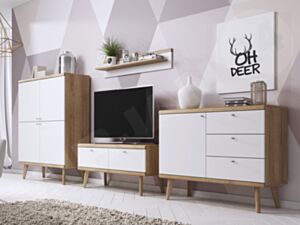 Mēbeļu komplekts PRIME III-dąb riviera / biały